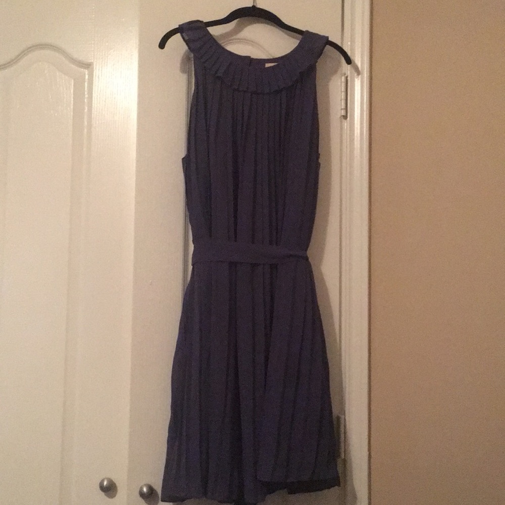ModCloth navy pleated dress